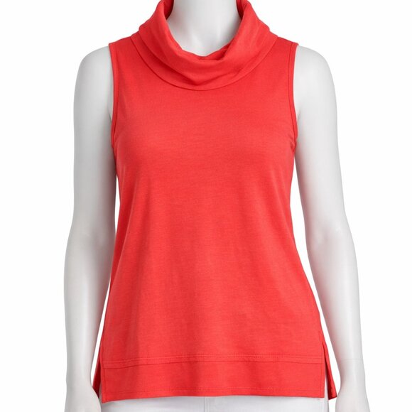 Pure Essence Tops - Pure Essence Bamboo Sleeveless Mock Neck Tunic – Coral Pink XS NWT
